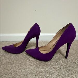 Purple Pointed Toe Stiletto Pumps Suede Heels Size 8.5